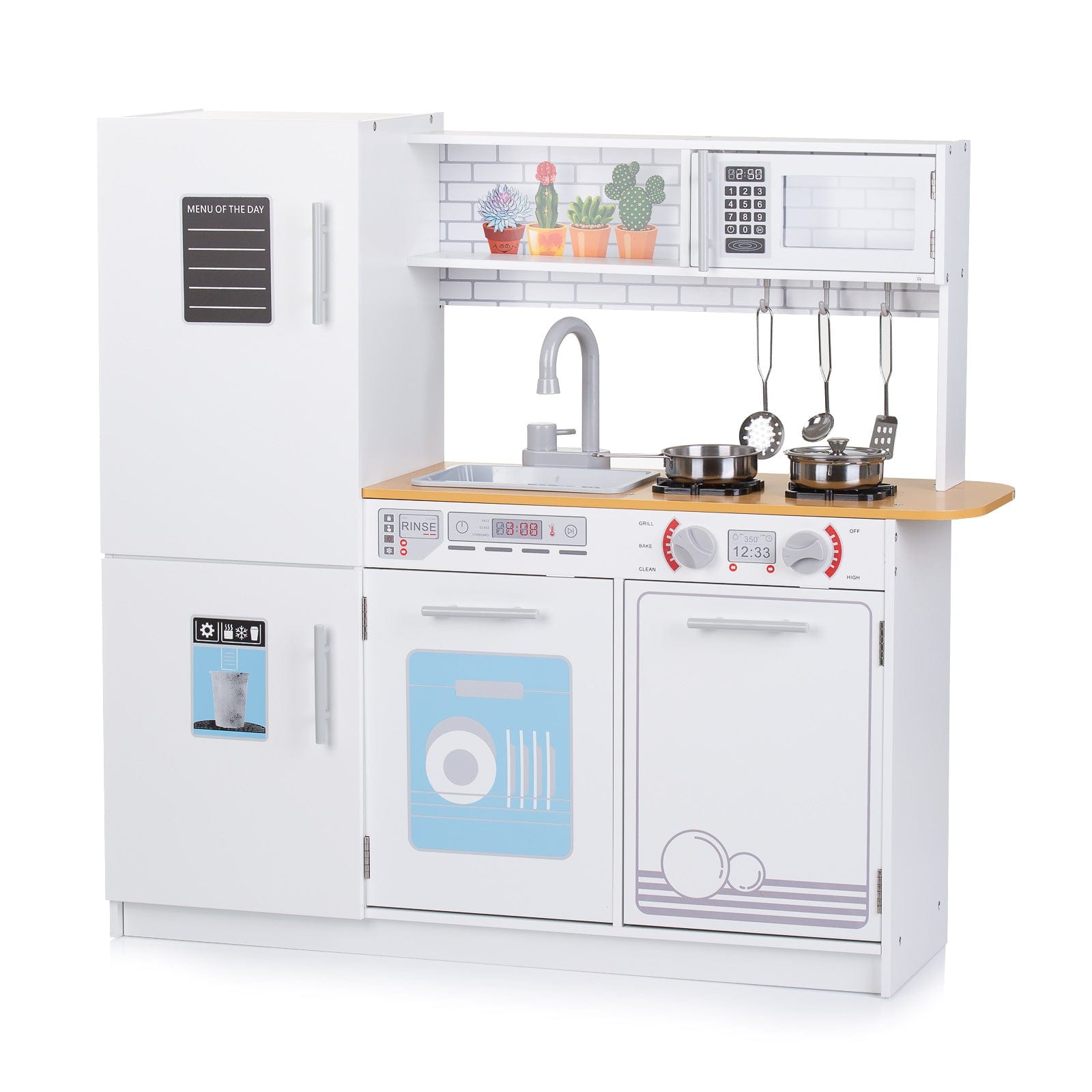 Set de bucătărie din lemn cu 5 ustensile de gătit metalice