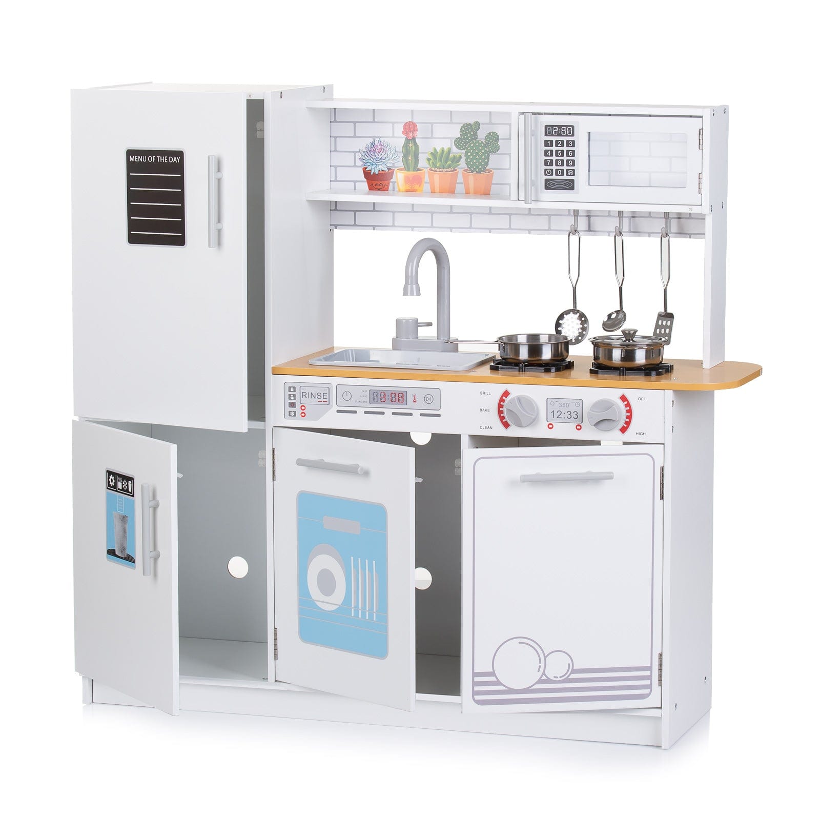 Set de bucătărie din lemn cu 5 ustensile de gătit metalice