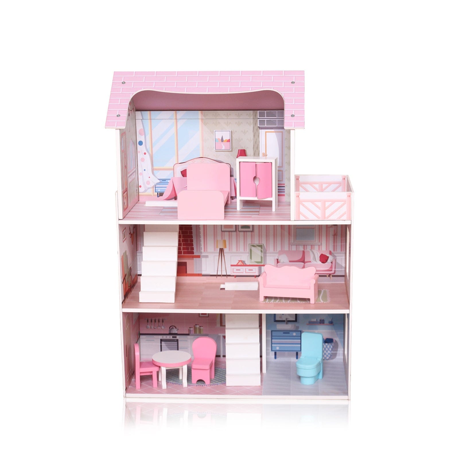 Дър.Къща За Кукли С К-Т 7 Бр. Мебели