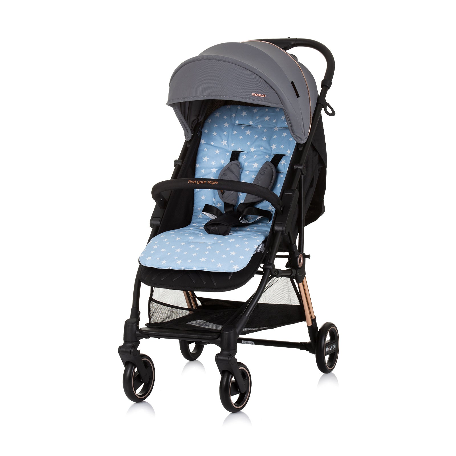 Мека Подложка За Количка Син/Сини Звезди --- BebeMama