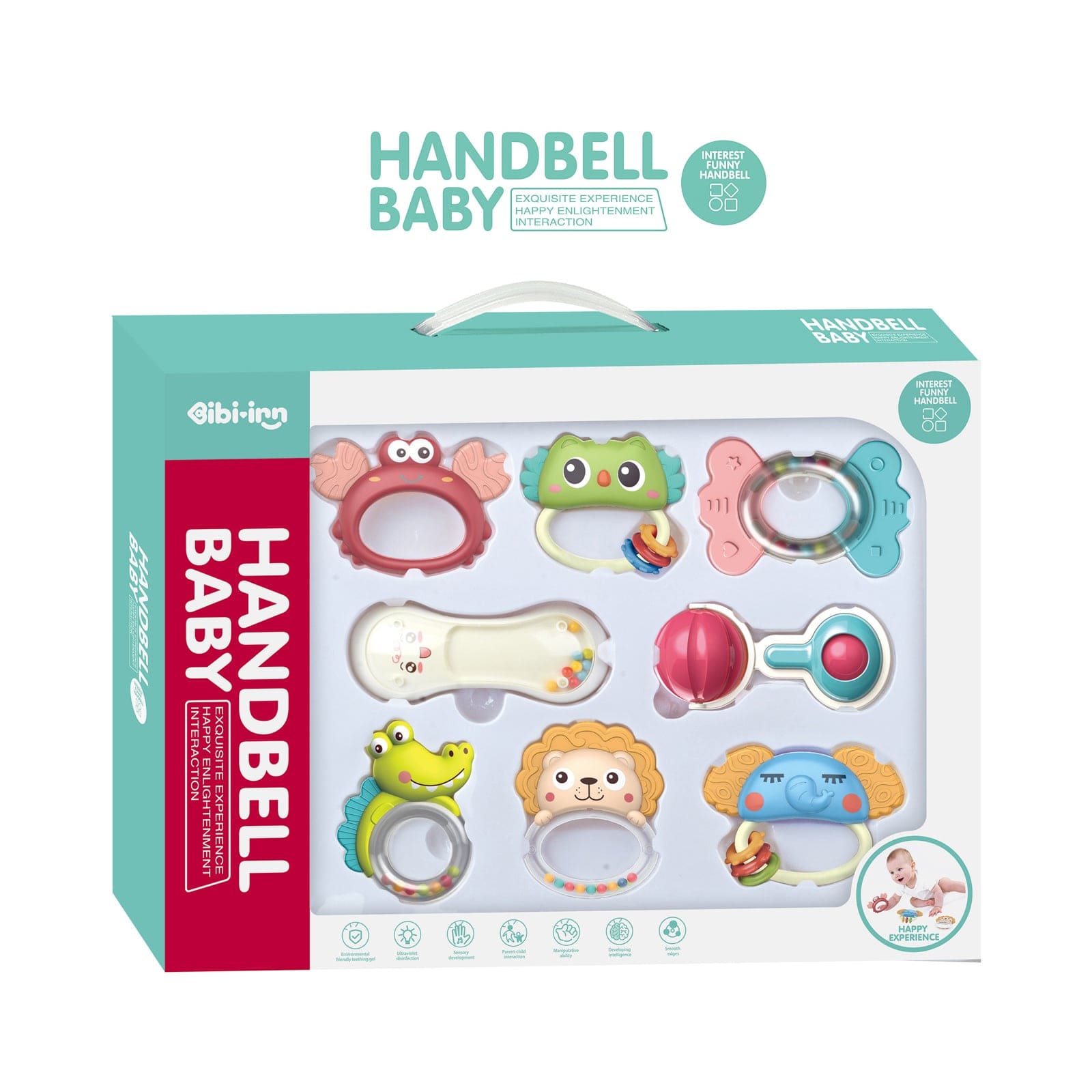 Zornăitoare și jucărie de dentiție pentru bebeluși, 8 buc.