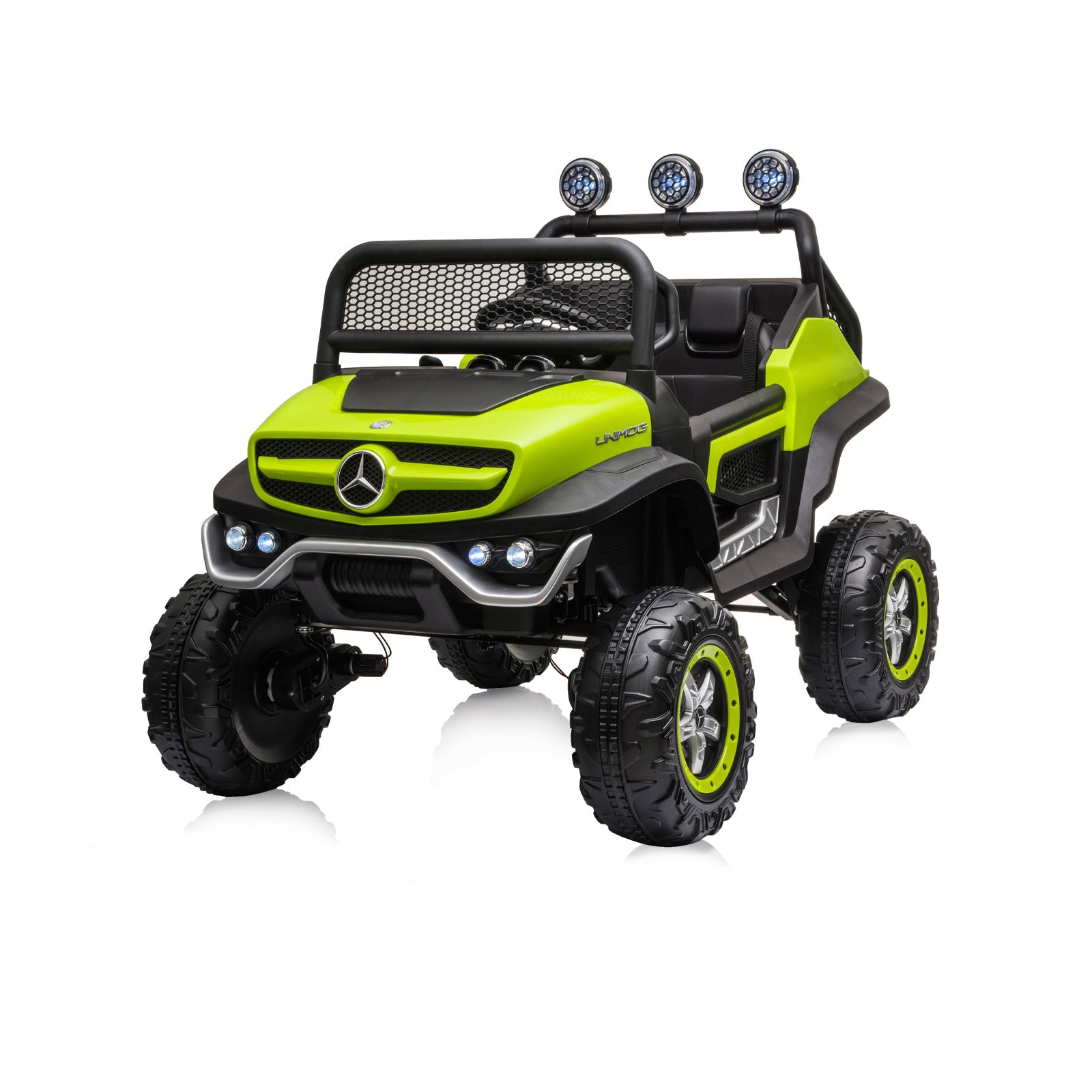 Eл. Джипmercedes Unimog Зелен Eva,Кожена