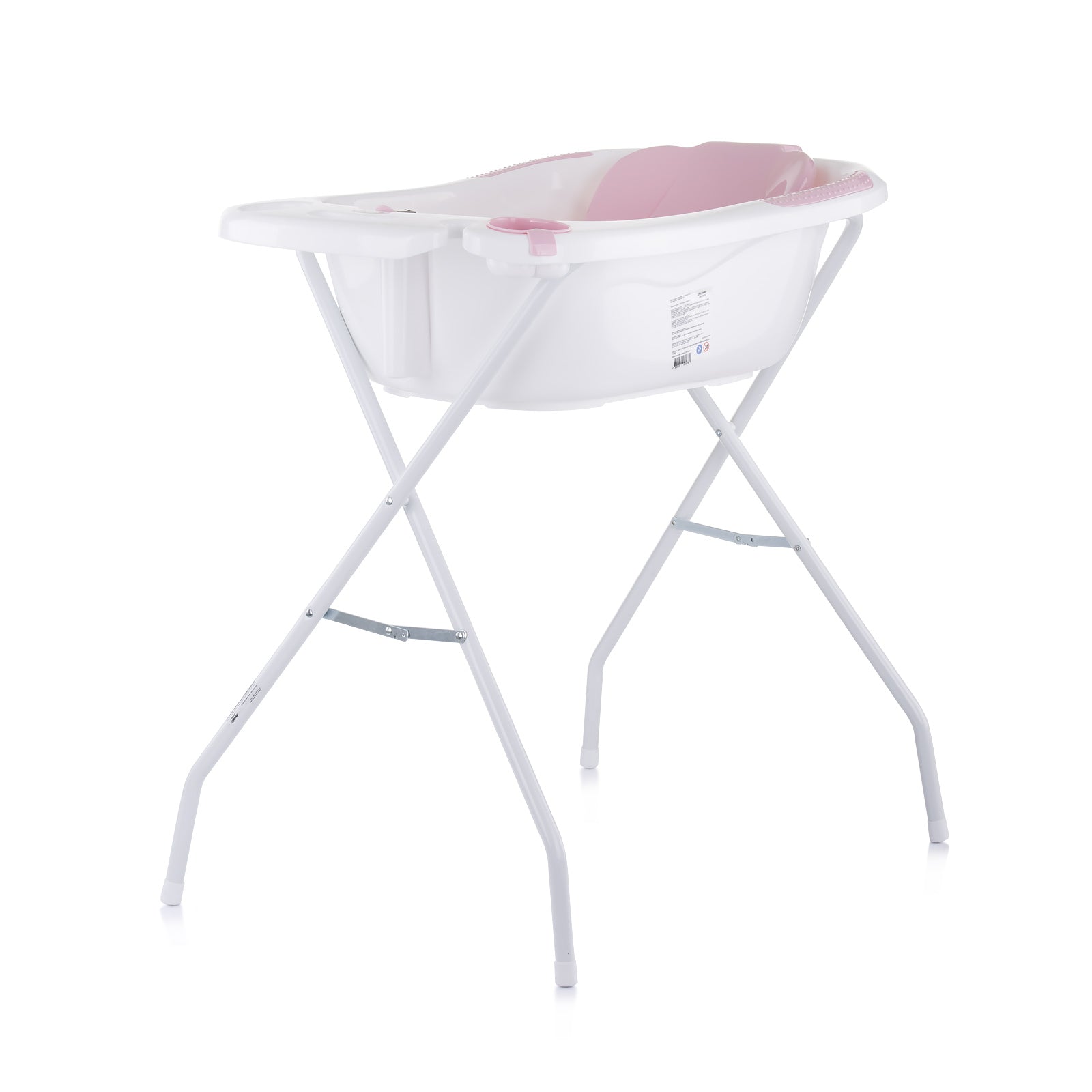 Cadă de baie cu pernă și suport Vela (87cm)-roz