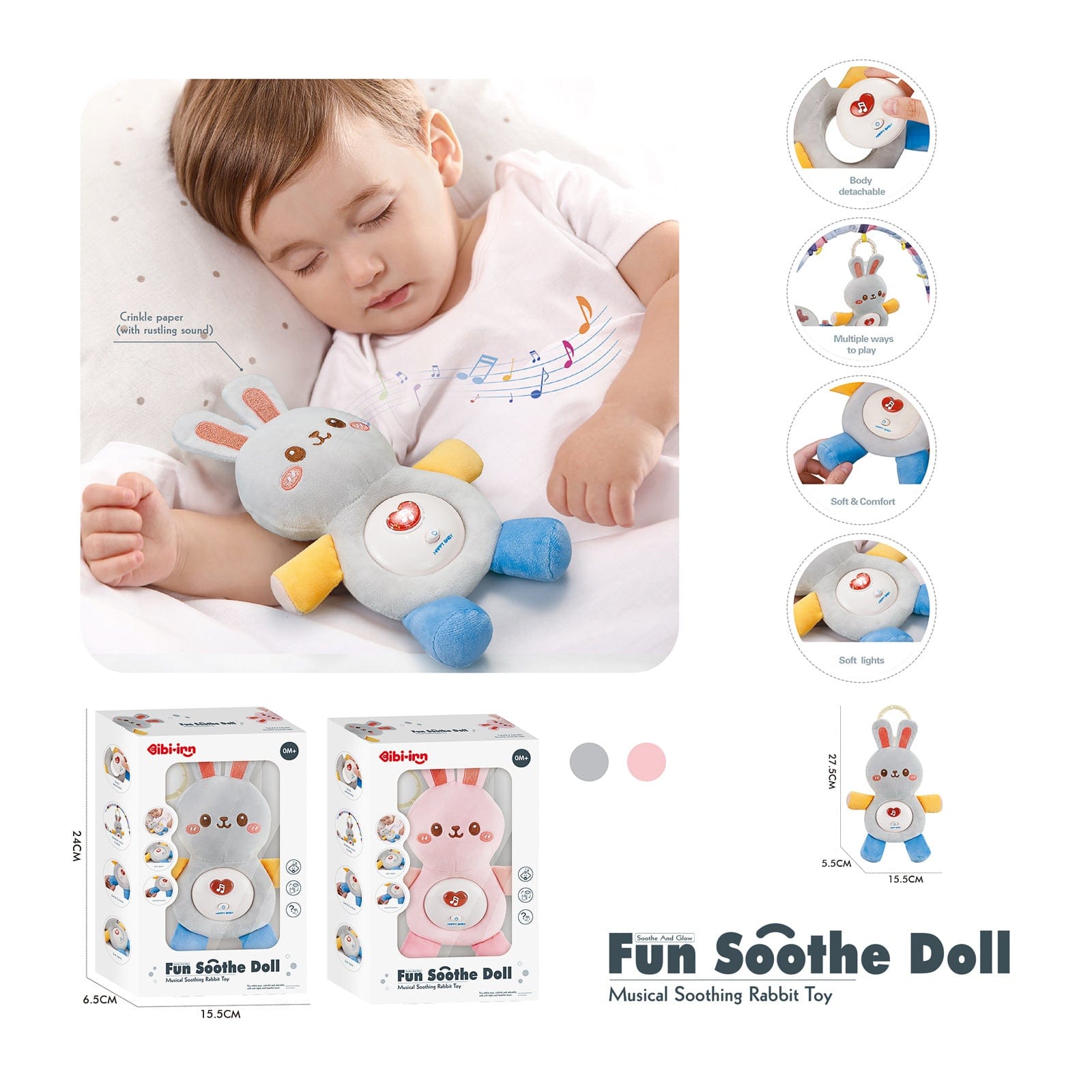 Păpușă Iepuraș Liniștitor cu Elan și Sfântul Trandafir