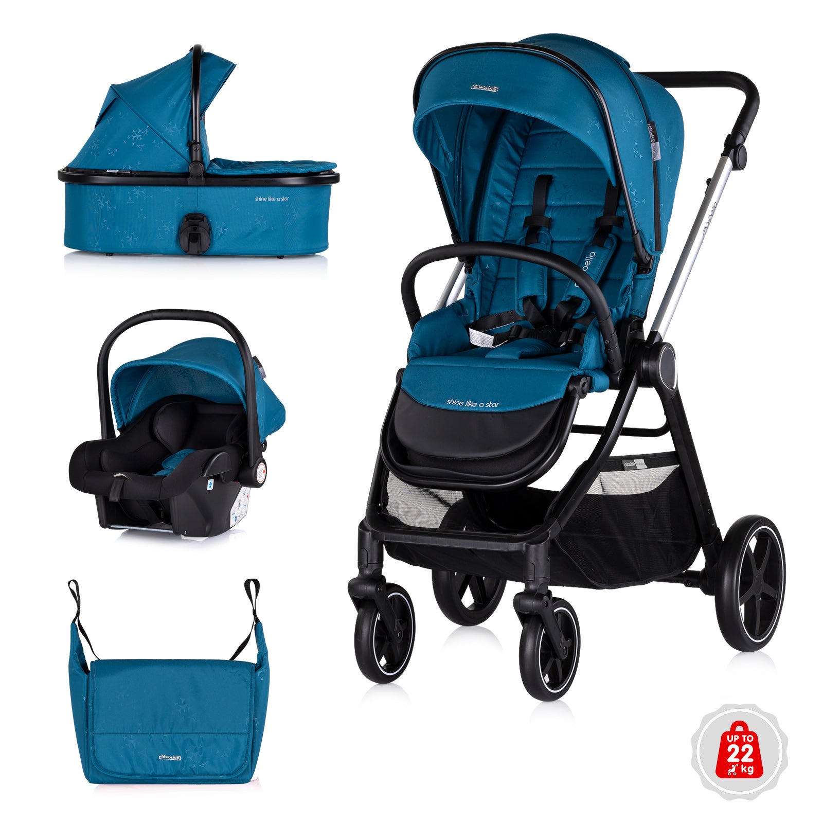 Cărucior pentru bebeluși 3 în 1 „Marbella” Oasis