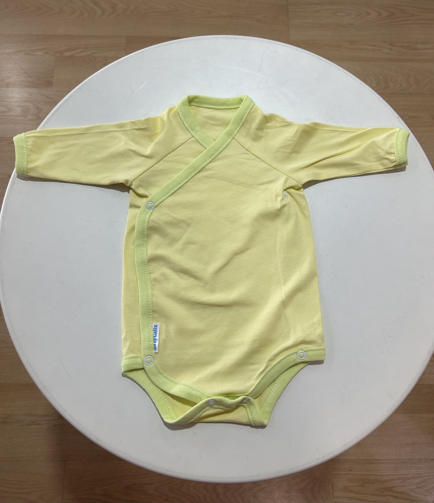 Galix-Бебешко Боди С Дълъг Ръкав И Премятане Светло Жълт 56См