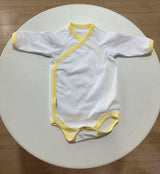 Бебешко Боди С Дълъг Ръкав И Премятане Бял Жълт 56см Galix