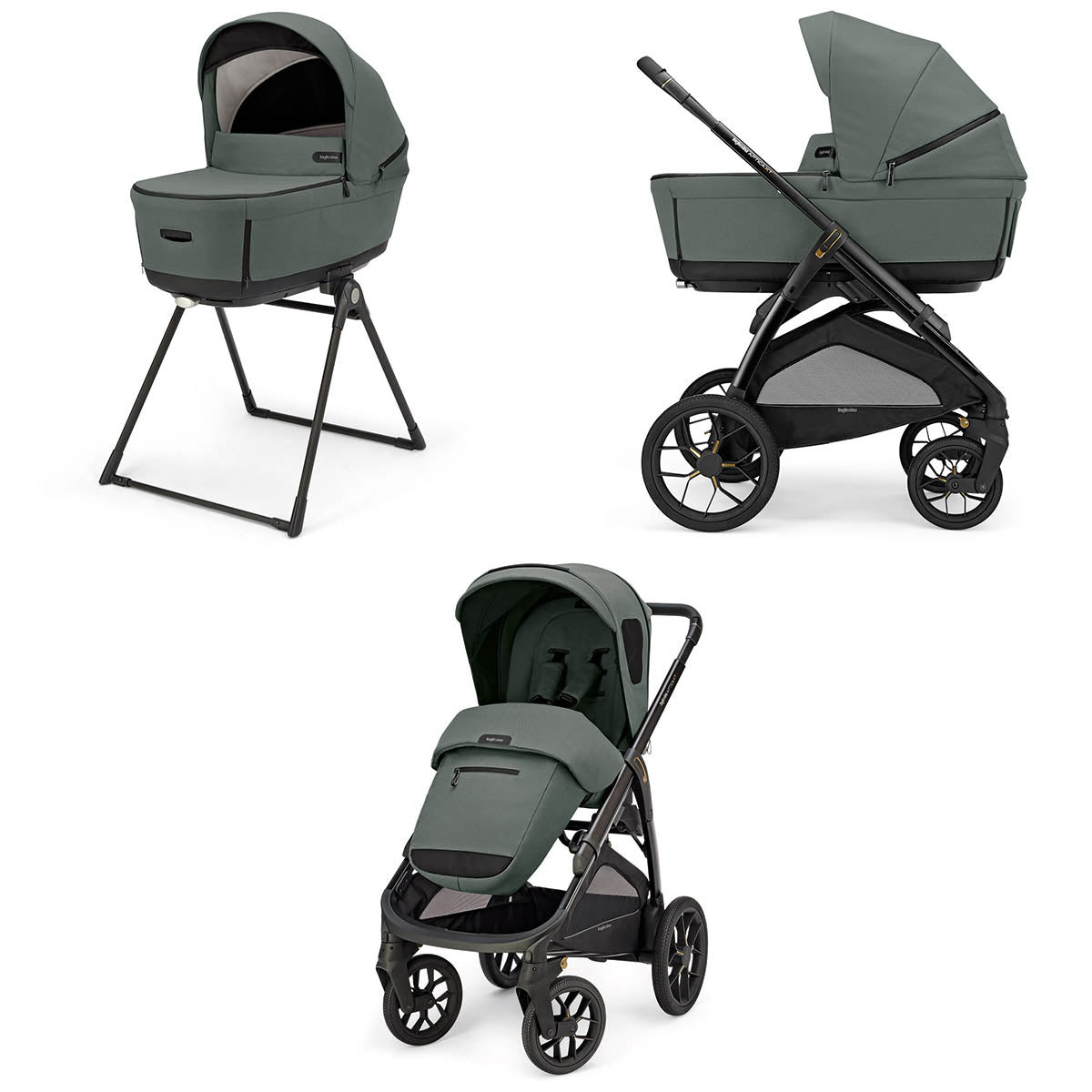 Cărucior pentru bebeluși Inglesina Aptica Xt Duo - Verde Taiga/Negru Total