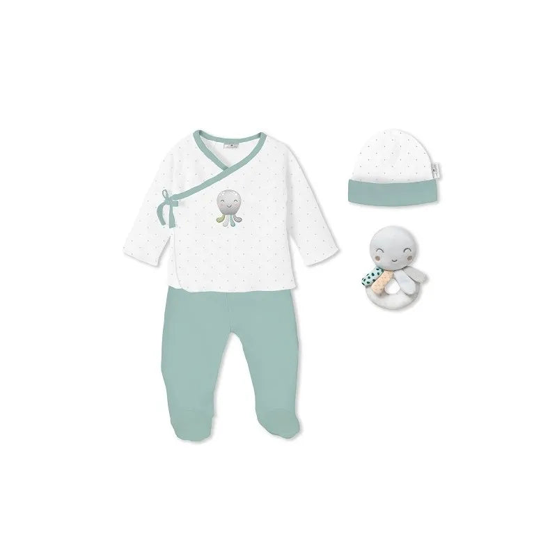 Бебешки Комплект За Изписване 4ч Newborn 0 6 М Pulpo Green Interbaby