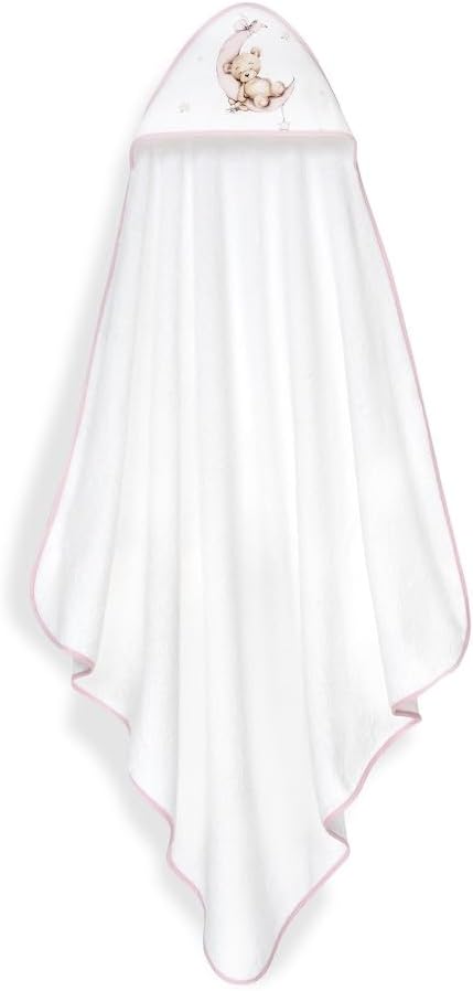 Комплект Бебешка Хавлия 100x100 См. + Козирка Oso Luna Estrellas White Pink Interbaby
