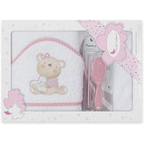 Комплект Бебешка Хавлия 100x100 См. С Гребен И Четка Love You White Pink Interbaby