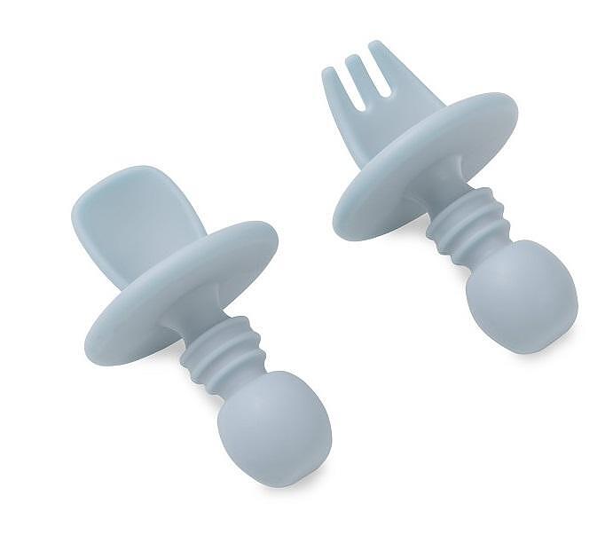 Комплект Силиконови Прибори За Хранене Anti Choking Blue Grey Interbaby