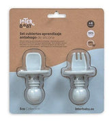 Комплект Силиконови Прибори За Хранене Anti Choking Blue Grey Interbaby