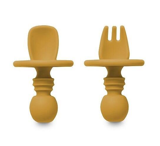 Комплект Силиконови Прибори За Хранене Anti Choking Earth Ocher Interbaby