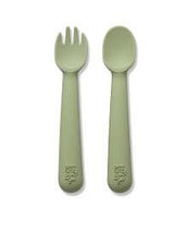 Комплект Силиконови Прибори За Хранене Olive Green Interbaby