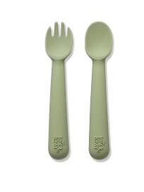 Комплект Силиконови Прибори За Хранене Olive Green Interbaby