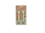 Комплект Силиконови Прибори За Хранене Olive Green Interbaby