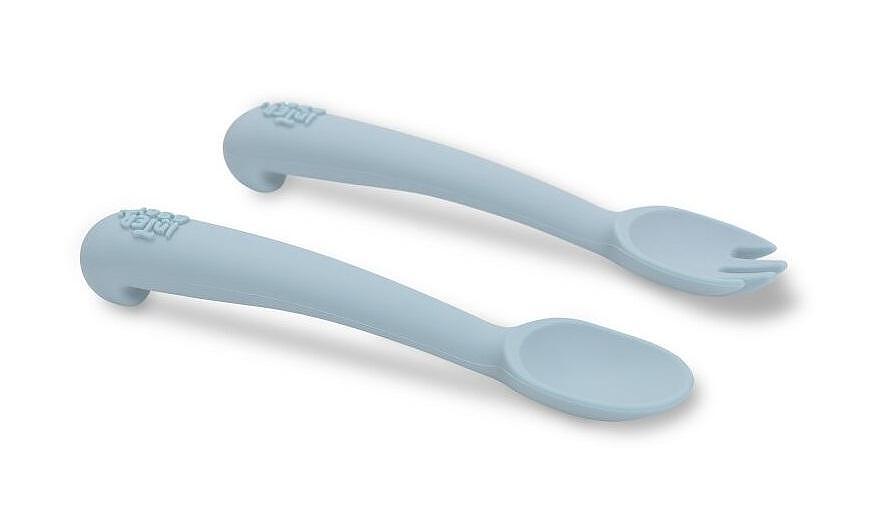 Комплект Силиконови Прибори За Хранене Blue Grey Interbaby