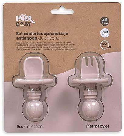 Комплект Силиконови Прибори За Хранене Anti Choking Dark Pink Interbaby
