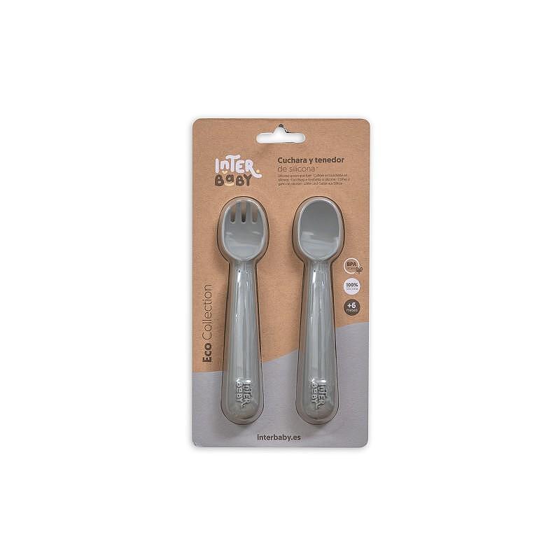 Комплект Силиконови Прибори За Хранене Petrol Grey Interbaby