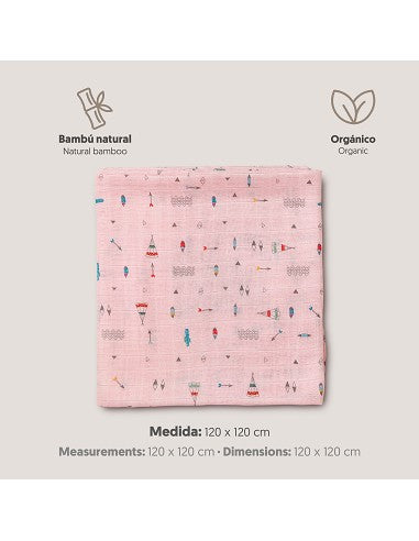 Муселинова Пелена 120х120 См Bamboo Cabana Pink Interbaby