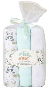 Муселинови Пелени 80х80 См 3бр Panda Green Interbaby