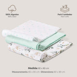 Муселинови Пелени 80х80 См 3бр Panda Green Interbaby