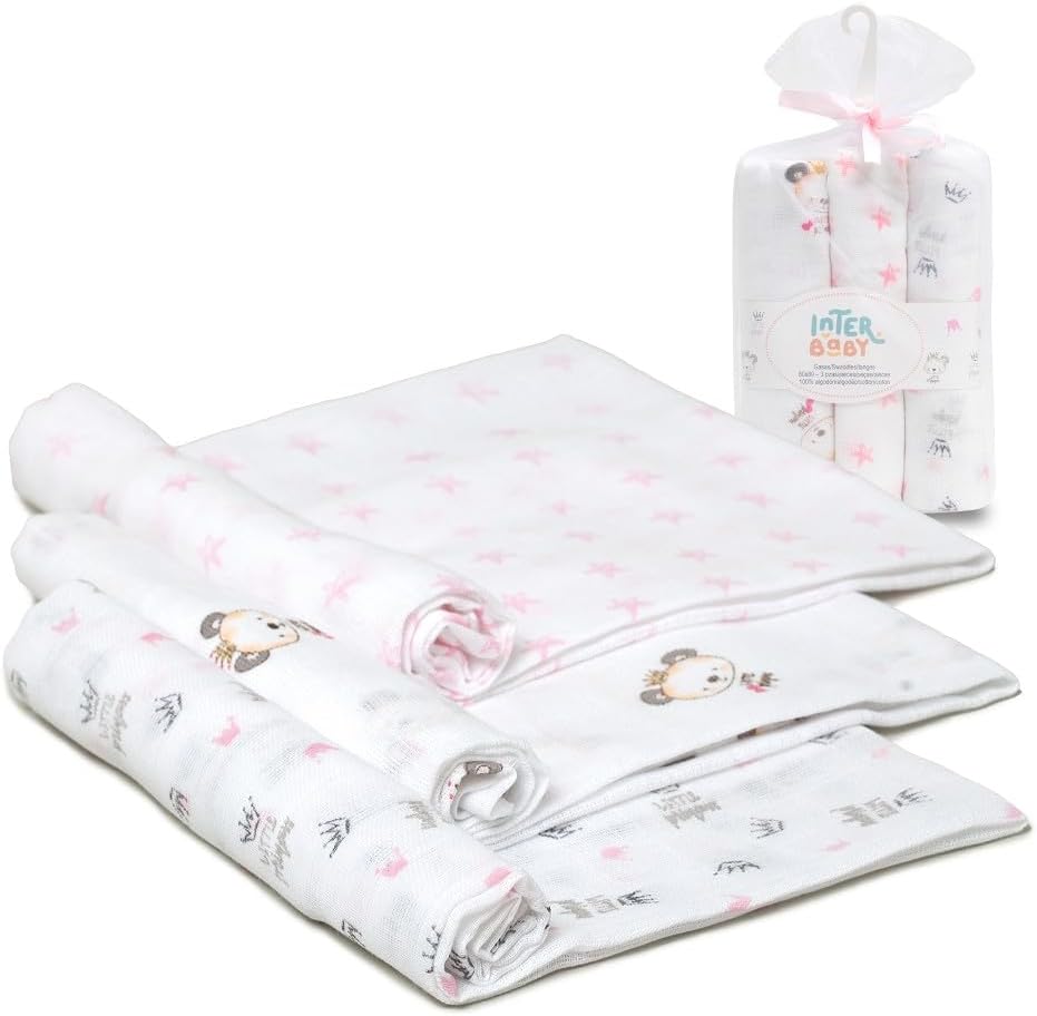 Муселинови Пелени 80х80 См 3бр Panda Pink Interbaby