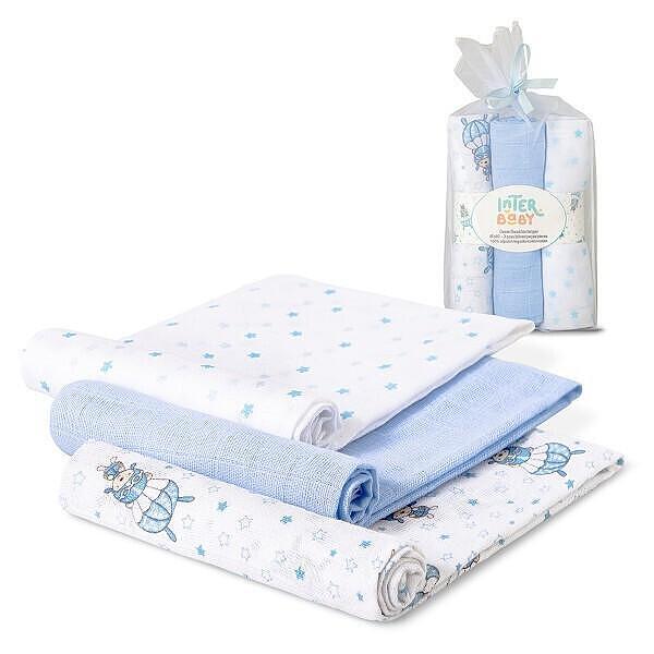 Муселинови Пелени 80х80 См 3бр Paracaidista Blue Interbaby