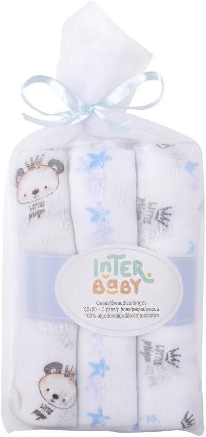 Муселинови Пелени 80х80 См 3бр Panda Blue Interbaby