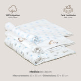 Муселинови Пелени 80х80 См 3бр Panda Blue Interbaby