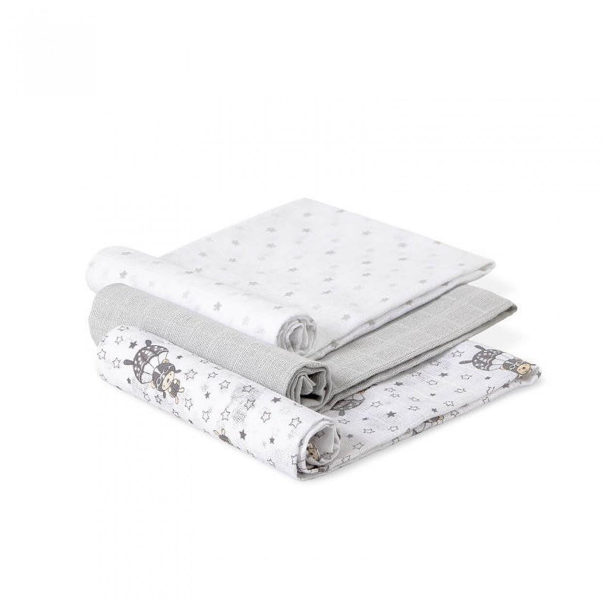 Муселинови Пелени 80х80 См 3бр Paracaidista Grey Interbaby