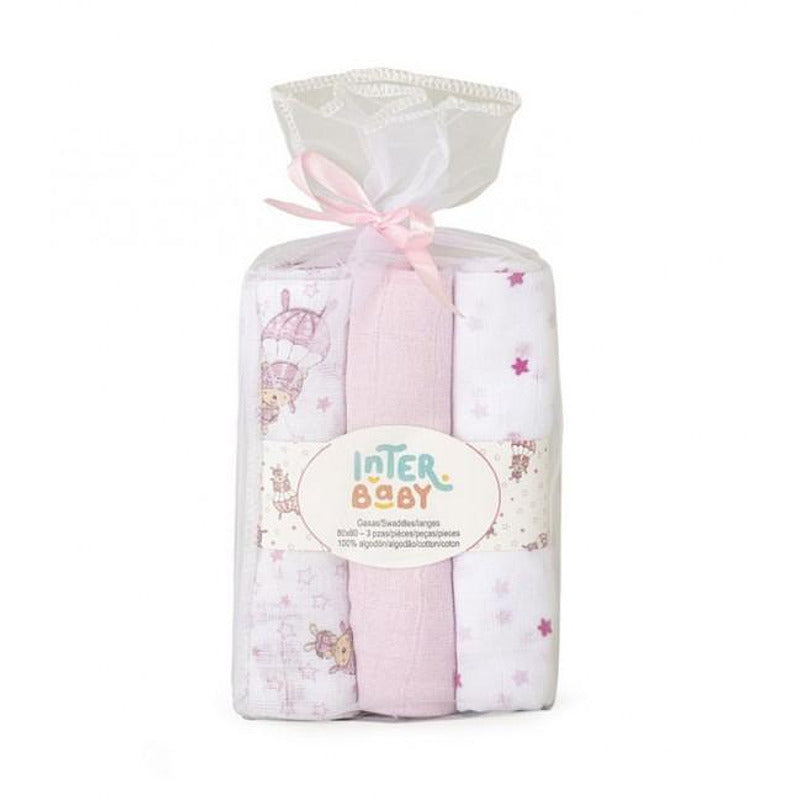 Муселинови Пелени 80х80 См 3бр Paracaidista Pink Interbaby