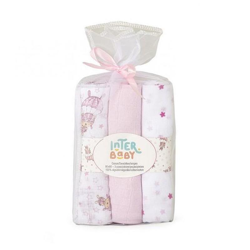 Муселинови Пелени 80х80 См 3бр Paracaidista Pink Interbaby