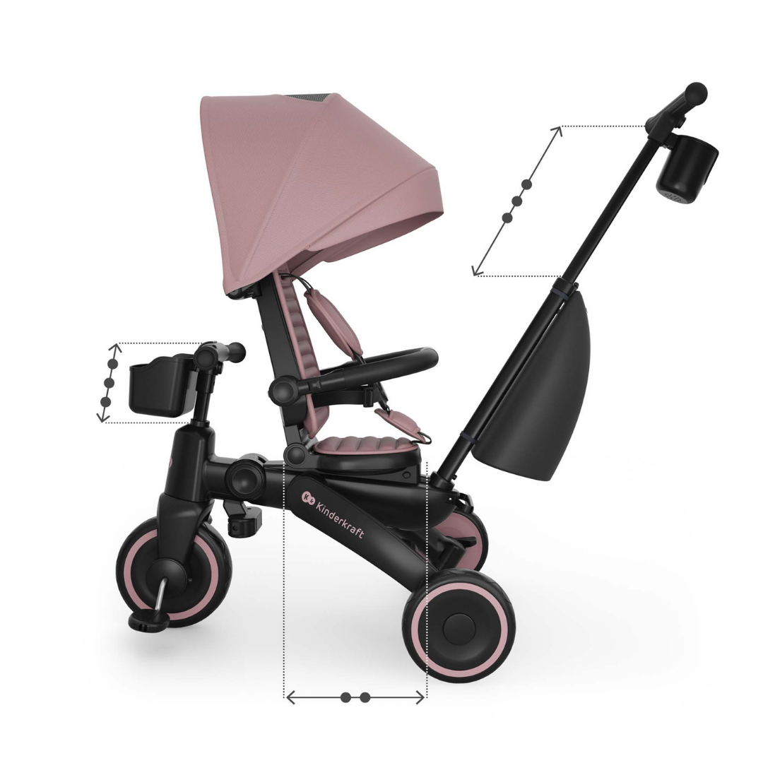 Jazz 3 Сгъваема Триколка Розова Kinderkraft