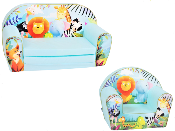 Комплект Разтегателен Диван И Фотьойл Животни От Джунглата Delta Trade