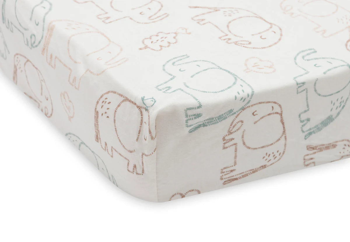 Детски Чаршаф С Ластик 40 50 Х 80 90 См Jersey Elephant Tales Jollein