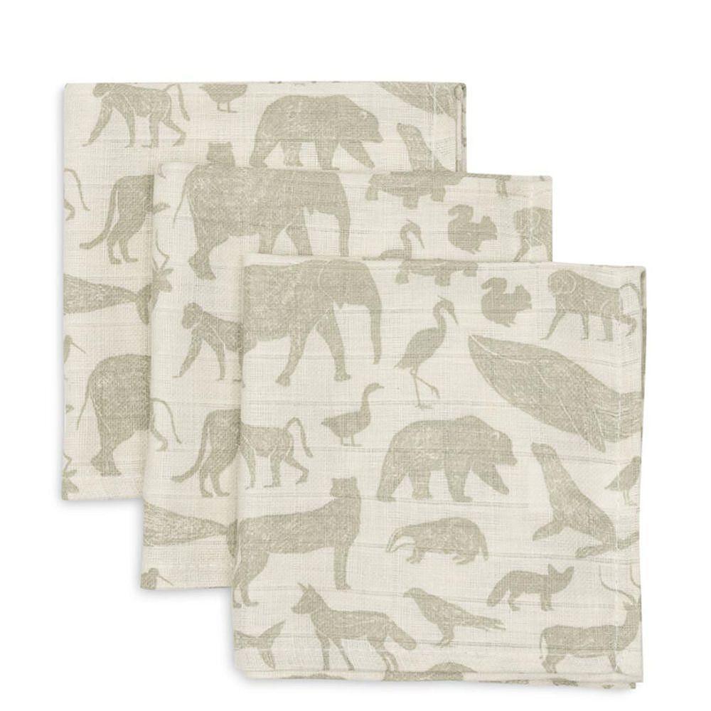 Комплект Муселинови Кърпи 31 X 31 См. 3 Бр. Animals Olive Green Jollein