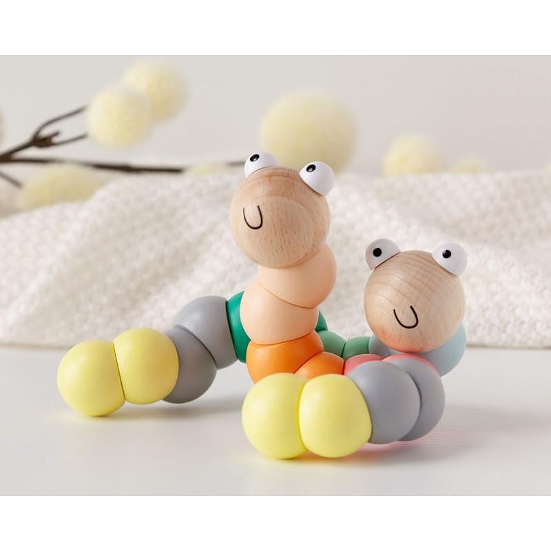 Бебешка Дървена Гъвкава Гъсеничка 15 См 03139 6 Kiokids