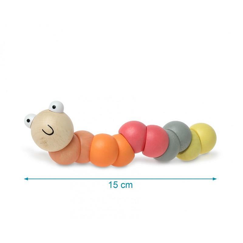 Бебешка Дървена Гъвкава Гъсеничка 15 См 03139 6 Kiokids