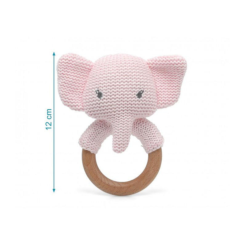 Бебешка Гризалка Дрънкалка Слон 13 См Rattle Cotton Pink 3428 1 Kiokids