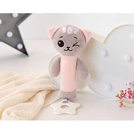 Бебешка Плюшена Дрънкалка Cats 25 См Rattle Pink 4301 6 Kiokids