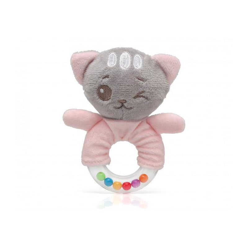 Бебешка Плюшена Дрънкалка Коте 18 См Rattle Pink 3391 8 Kiokids