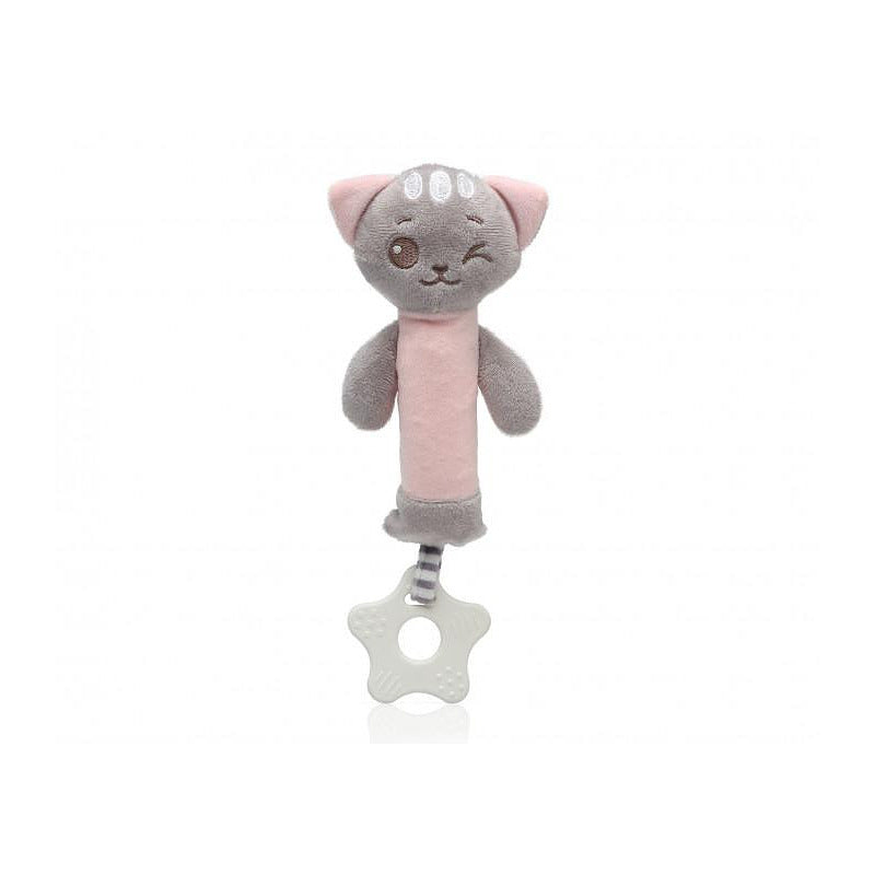 Бебешка Плюшена Играчка Коте 25 См Rattle Pink 3392 5 Kiokids