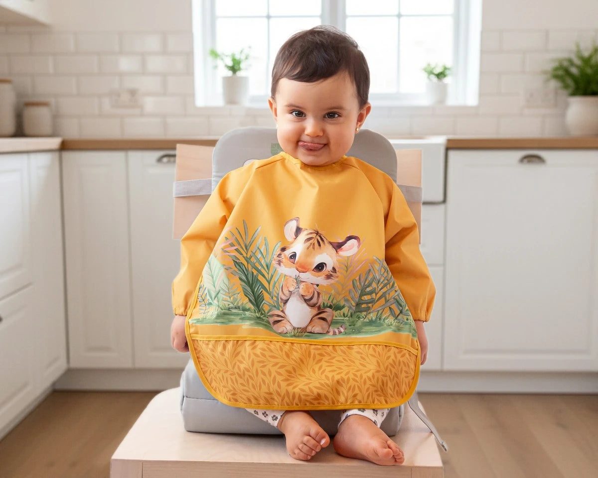 Бебешки Лигавник Непромокаема Мантичка С Ръкави Тигърче Mustard Kiokids