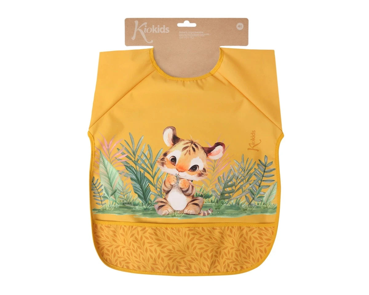 Бебешки Лигавник Непромокаема Мантичка С Ръкави Тигърче Mustard Kiokids