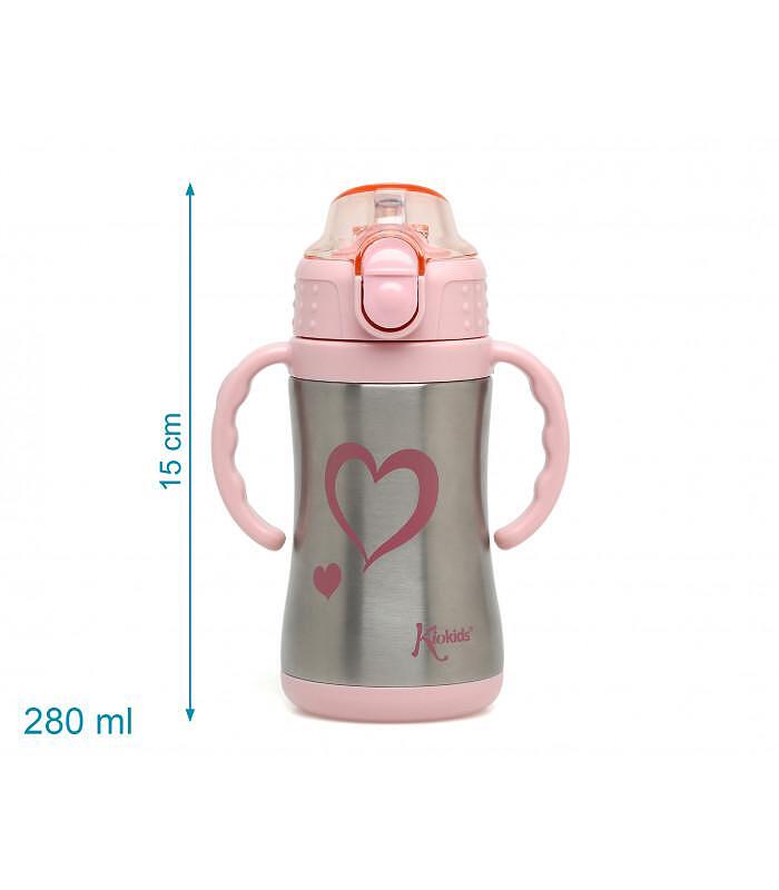 Бебешки Термос С Дръжки Розов 280мл 3325 Kiokids