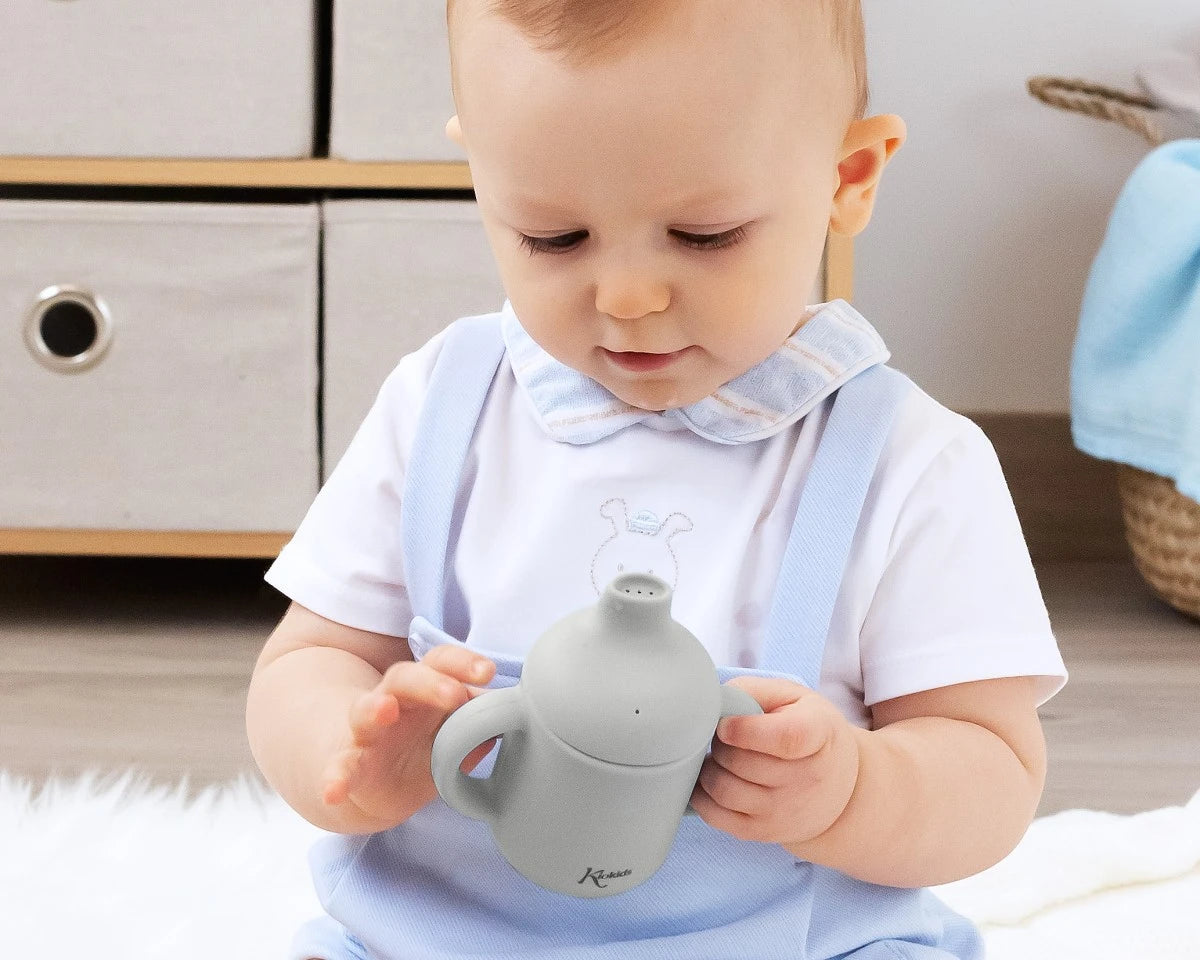 Детска Силиконова Чаша С Дръжки 120 Мл Grey 03786 2 Kiokids