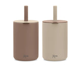 Детски Силиконови Чаши Със Сламка 180 Мл 2 Бр. Beige 04255 2 Kiokids