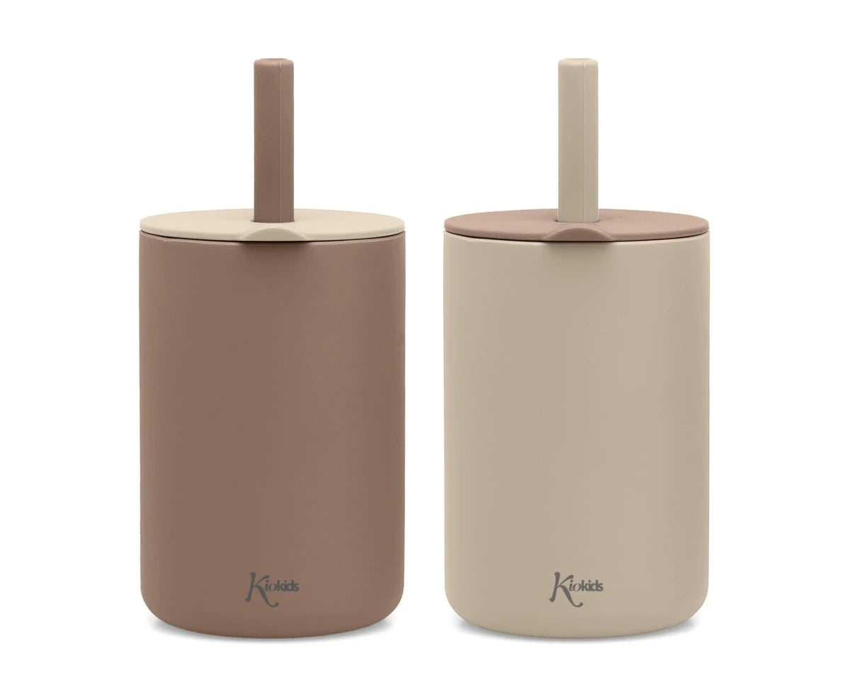 Детски Силиконови Чаши Със Сламка 180 Мл 2 Бр. Beige 04255 2 Kiokids